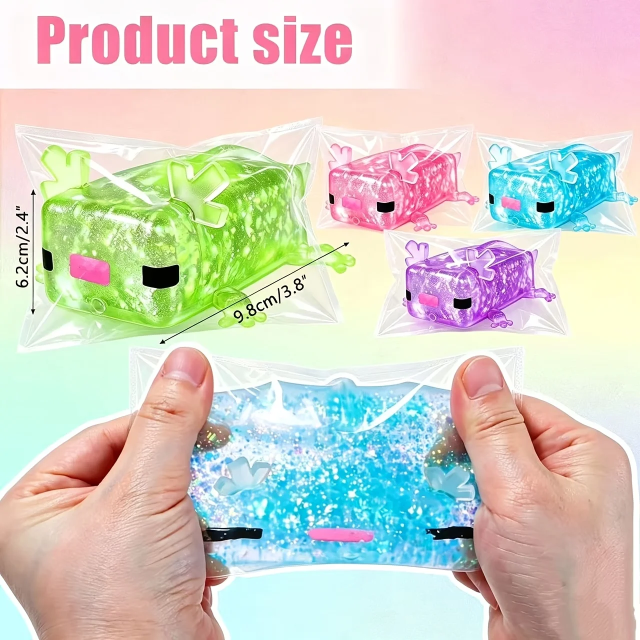 Glitter Transparent Salamander Squishy Toy Boxed Fidget Squeeze Toy Stress Relief ASMR Decompression Anti Anxiety Desktop Gift