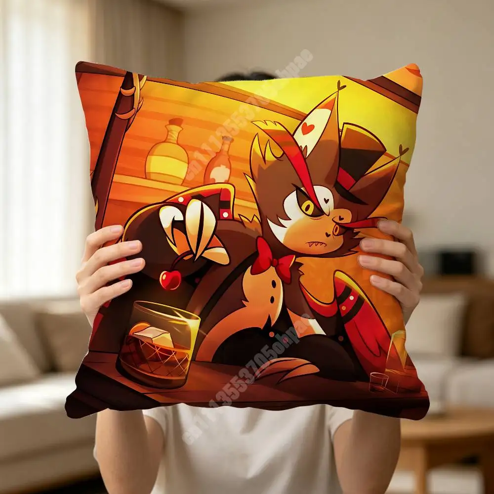 Bartender Cat Husk H-Hazbin H-Hellaverse Sofa Couch Pillow Cover Cushion Case Cozy Bedroom Accent Studio Furnishing