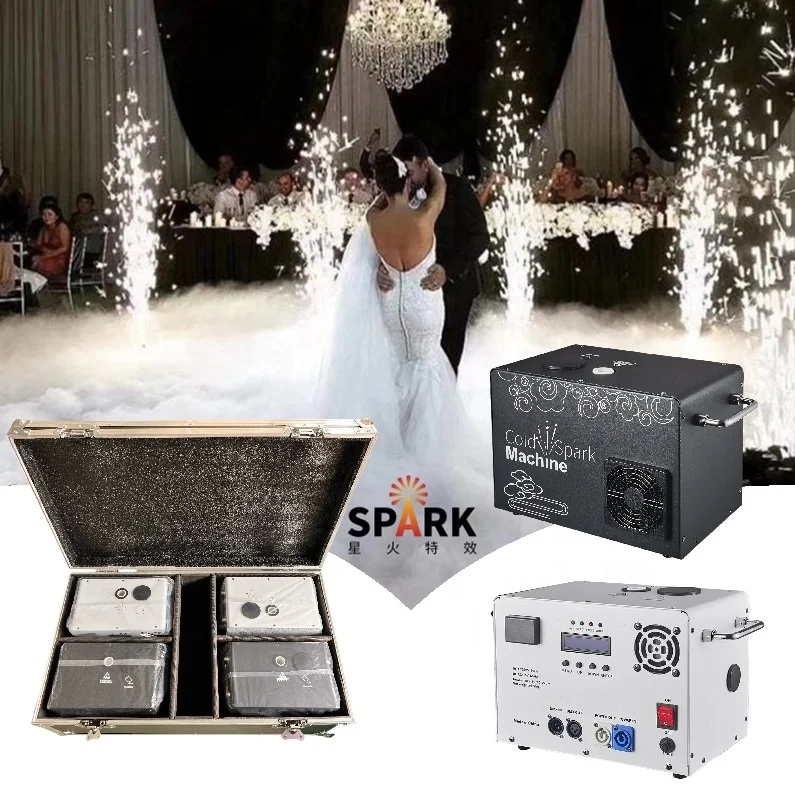 

SP 4pcs With Flight Case DMX Fireworks Sparkler Cold Pyro Machine Cold Spark Machine for Wedding Party