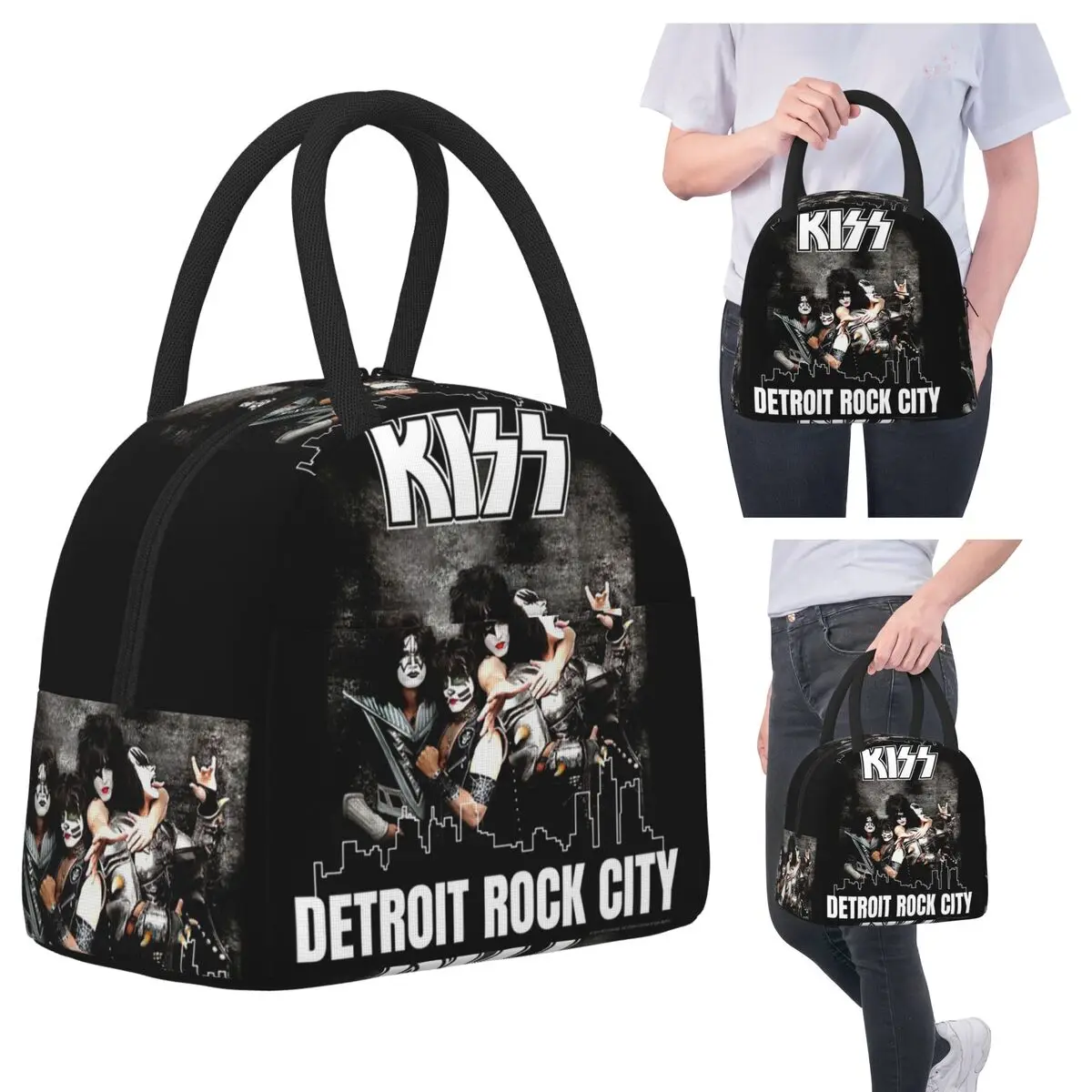 

Kiss Band Detroit Rock City Изолированная сумка для обеда для детей Школьный холодильник Термальная коробка для еды Сумка Герметичные коробки для завтрака Контейнер