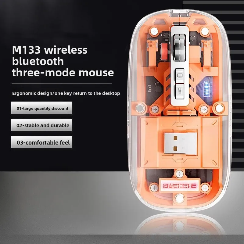 3-modi Draadloze Bluetooth Transparante Gaming Muis DPI Verstelbare Oplaadbare Batterij Display Stille Muizen voor PC ipad Laptop