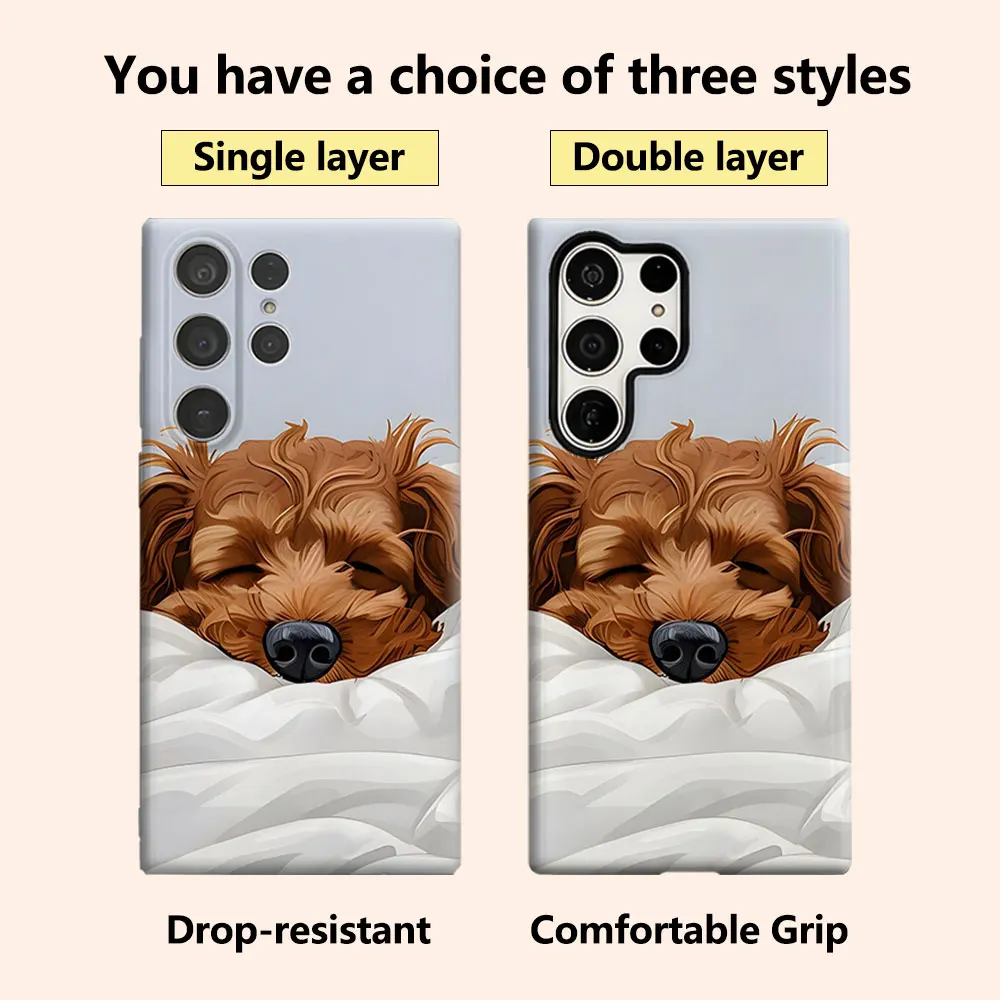 Sleepy Cavapoo Phone Case for Samsung Galaxy S26 S25 Ultra S24 S23 Ultra Plus Shockproof Double layer tough Back Cover