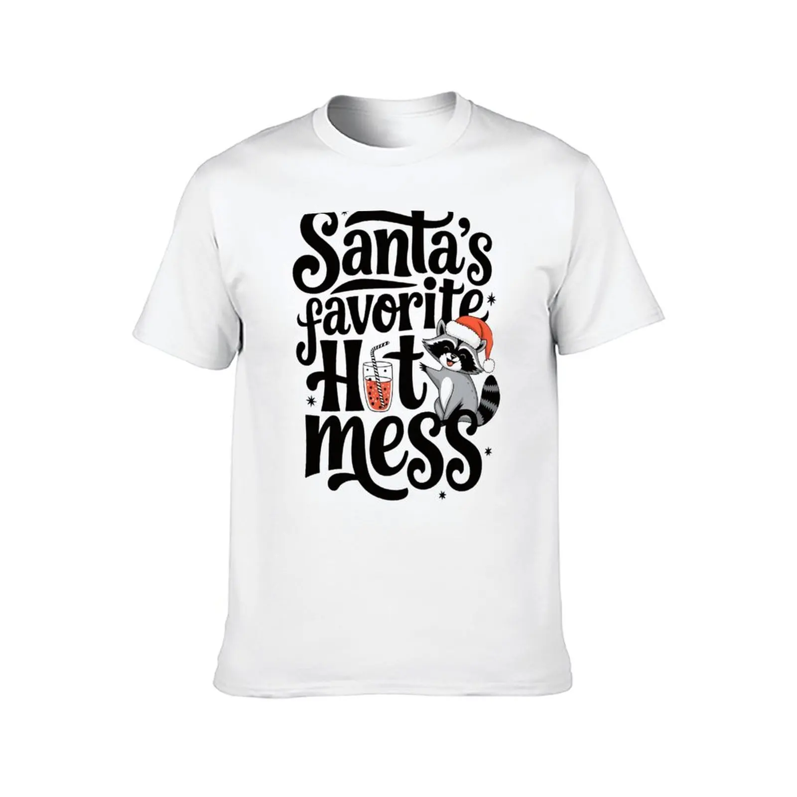 Christmas Santas Favourite Hot Mess Cute Racoon T-Shirt funny meme t-shirts quick-drying Blouse tee shirts for men