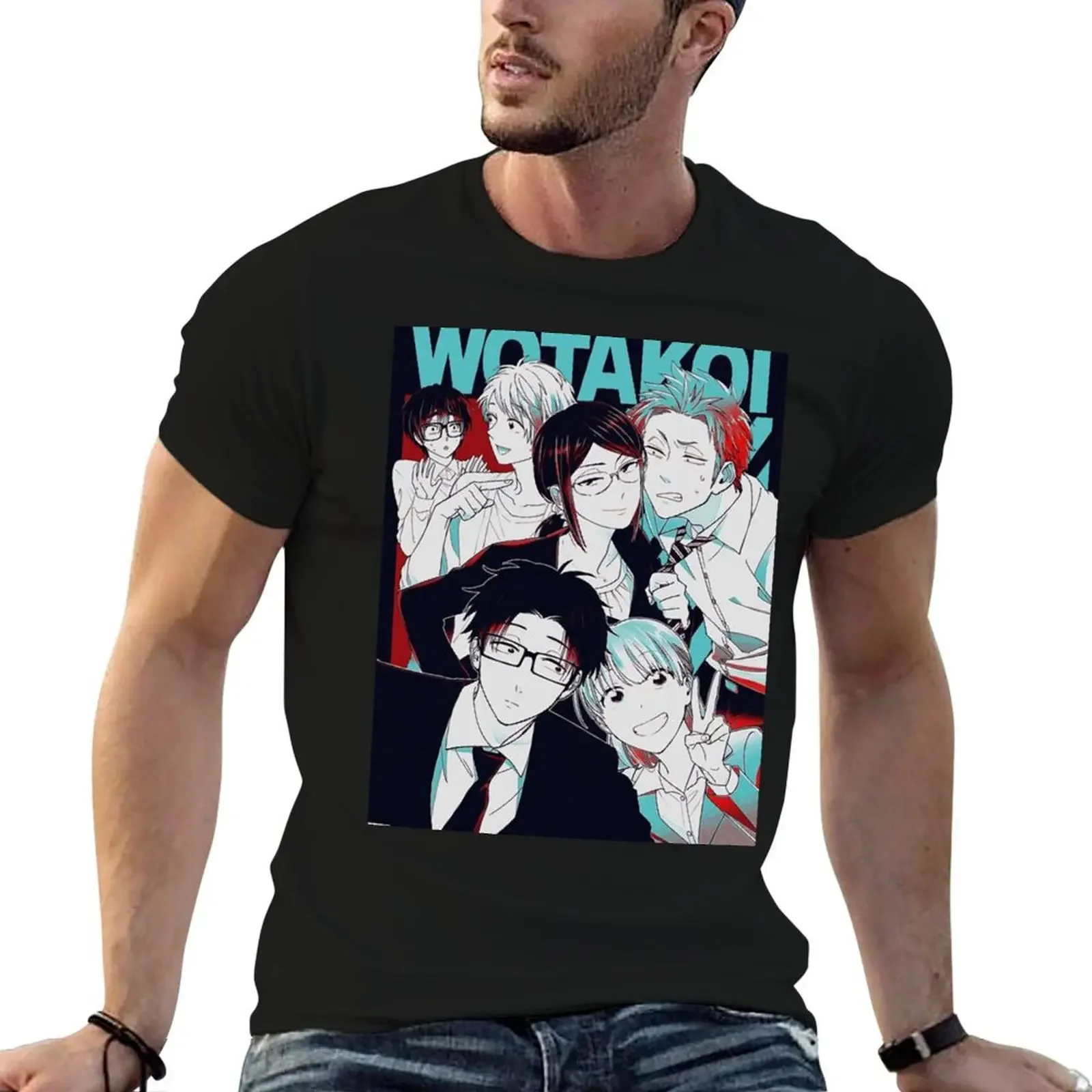 Wotakoi anime T-Shirt cute tops blanks vintage graphic tee men t shirt