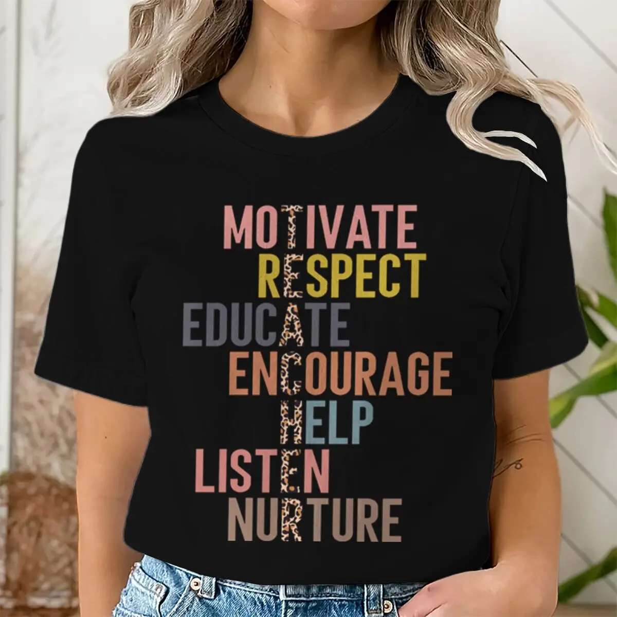 Leopard Print Teacher T-shirt 