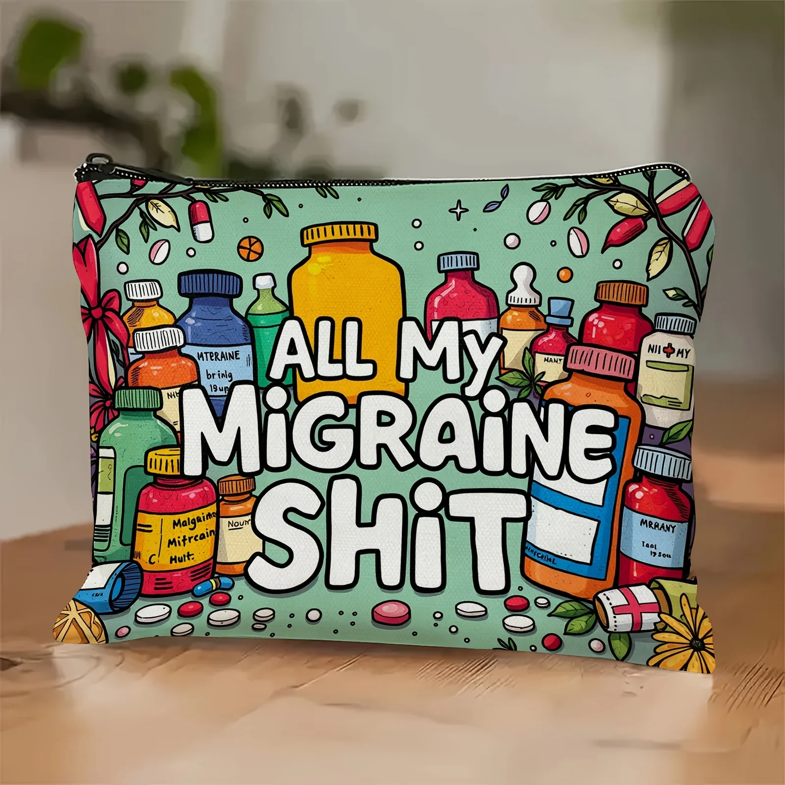 Un sac à cosmétiques My migraine – une jolie pochette multifonctionnelle à fermeture éclair pour femme, un sac de rangement de bijoux