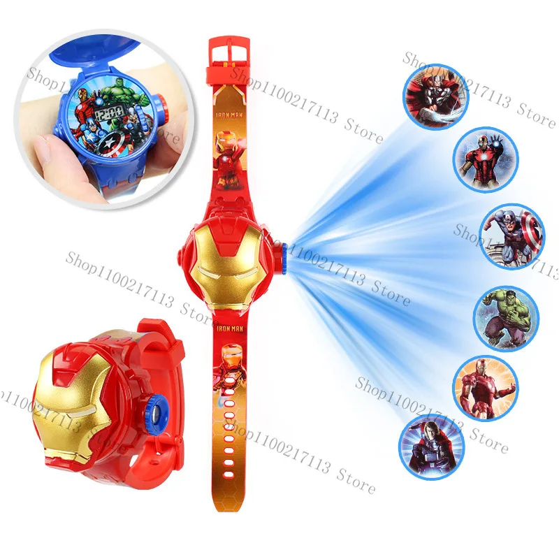 Disney-Montre électronique Minnie Frozen pour enfants, personnages de dessins animés, Spider-Man, Iron Man, jouet de projection, cadeaux d'anniversaire pour enfants