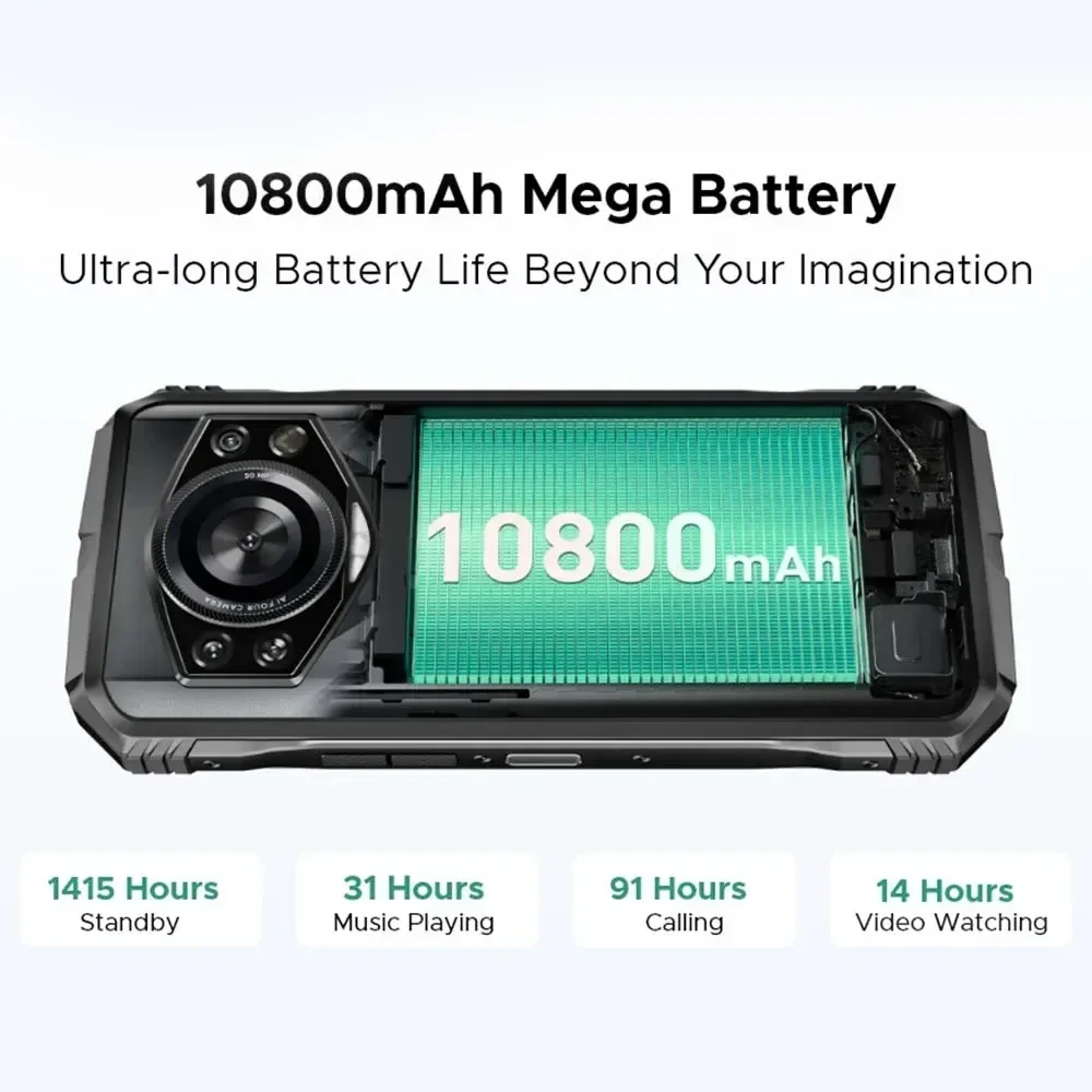 DOOGEE S Cyber Pro Rugged Smartphone 6.6 Inch FHD+ Android 14120Hz 12GB RAM 512GB ROM 10800mAh Battery 50MP Camera Cellphone NFC