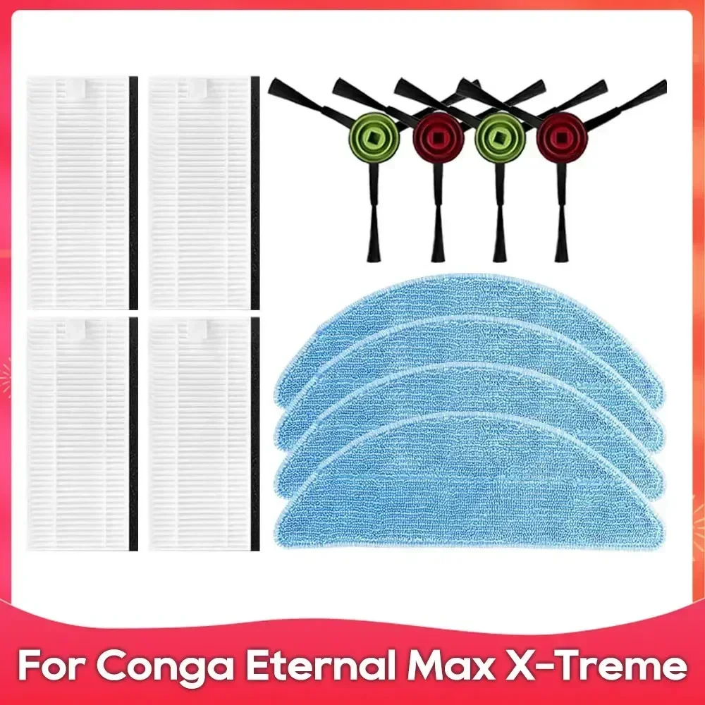 For Cecotec Conga Eternal Max X-Treme / Ultimate / Titanium Robot Vacuum Spare Part Spin Edge Side Brush Hepa Filter Mop Cloths