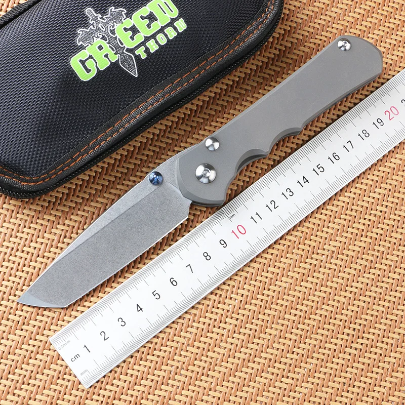 Green thorn folding knife Inkosi T blade VG10TC4 titanium handle outdoor camping hunting survival portable fruit EDC tool