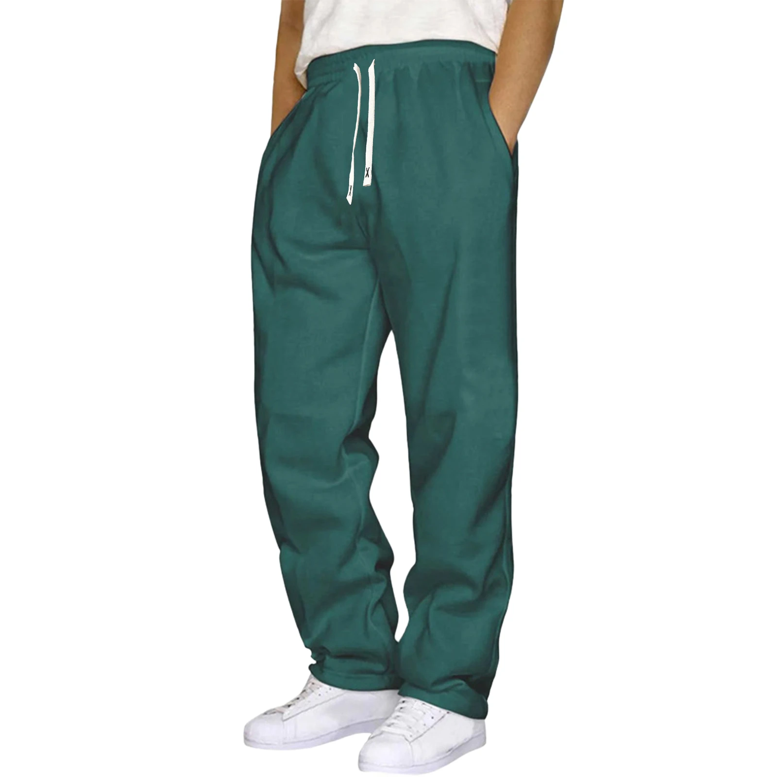 Men's Autumn Winter Casual Trousers Male Solid Color With Multiple Pockets Loose Sweatpants Running Fitness Sports Pants