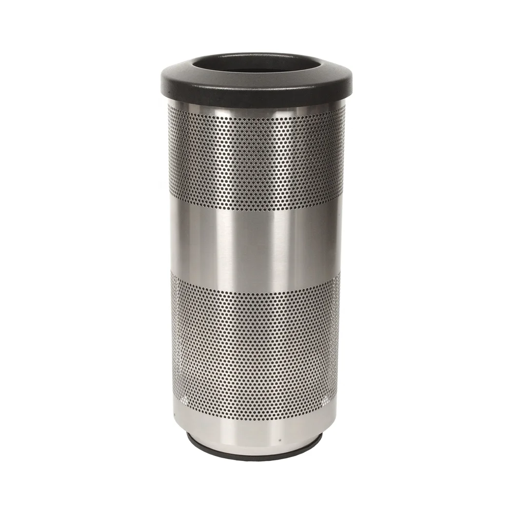 20-Gallon Stainless Steel Stadium Series Waste Bin Premium Trash Container