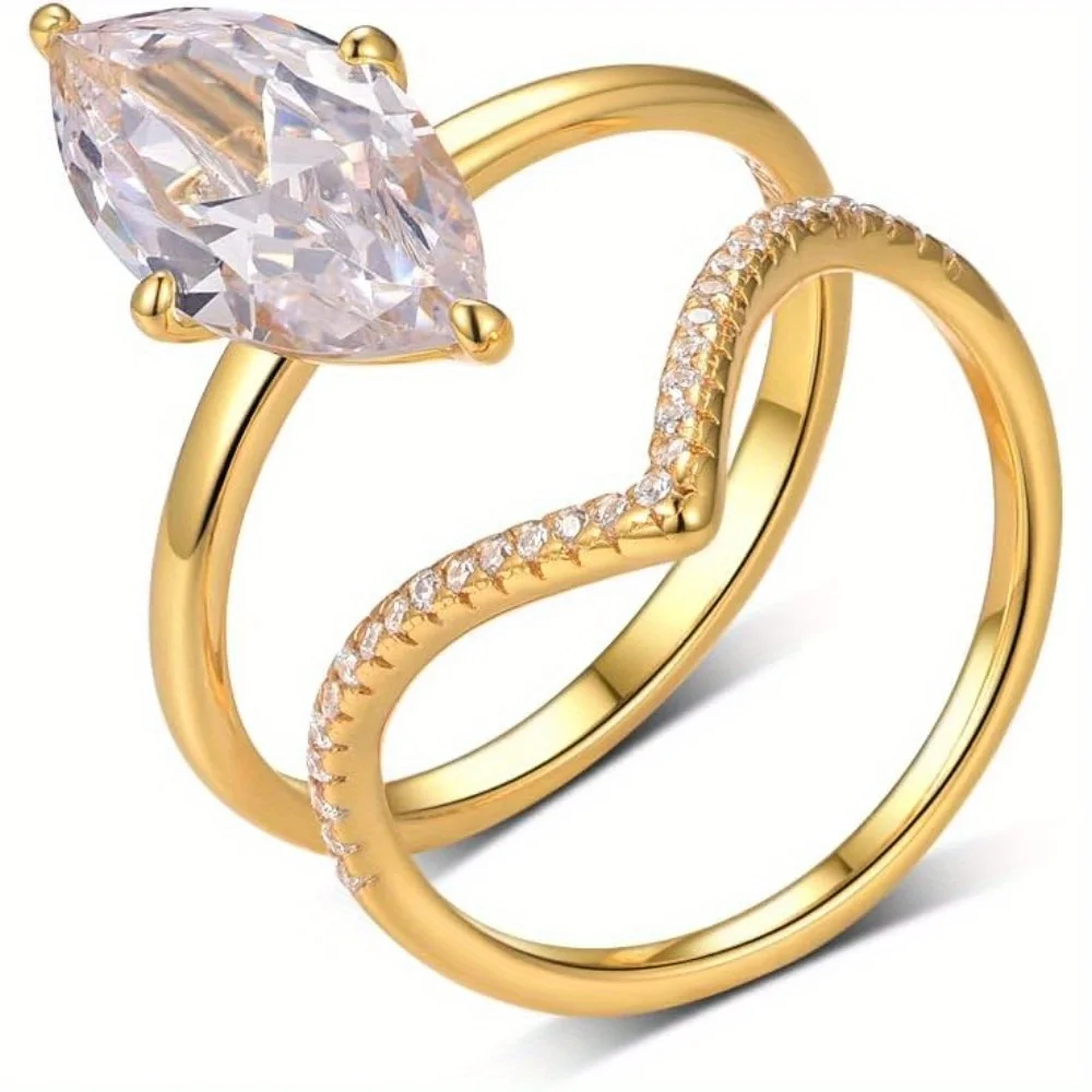 

S925 Стерлингового Серебра Маркиза Огранки 3 шт. Набор колец Изящные Ювелирные Изделия для Женщин 7x14 мм 3CT Муассанит Свадебные Украшения