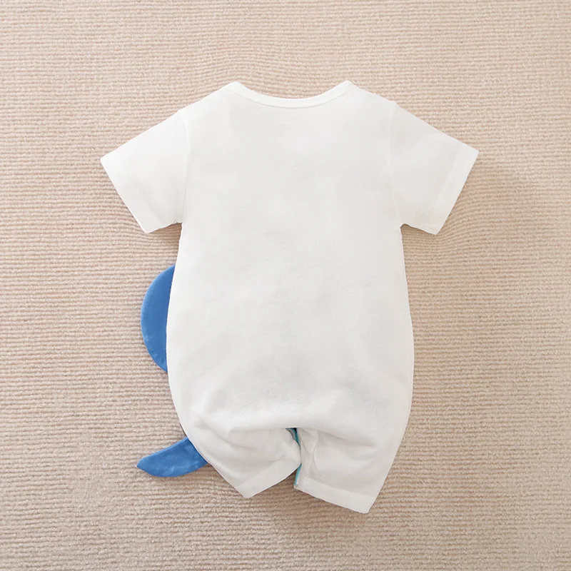 Summer Boys and Girls Cute Cartoon Whale Comfortable Casual Short sleeved Baby Bodysuit