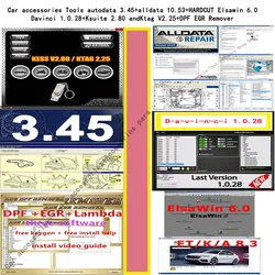 Car accessories Tools autodata 3.45+alldata 10.53+HARDCUT Elsawin 6.0 Davinci 1.0.28+Ksuite 2.80 andKtag V2.25+DPF EGR Remover