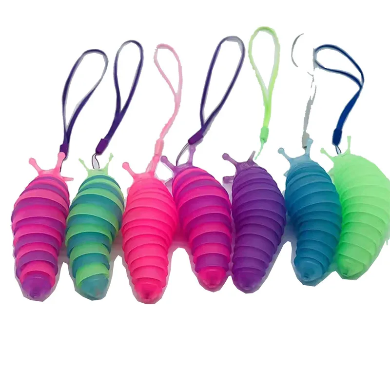 

New Fluorescence Articulated Slug Flexible Toy Fidget Toys for All Ages Toy Desk Toy Desktop Ornament Kids Gift