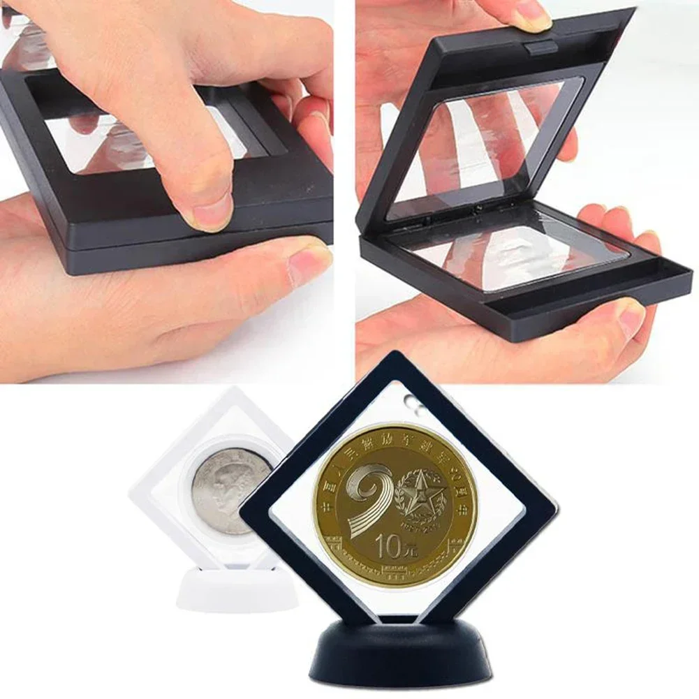 10/1PCS 3D Coin Display Stand Black Box Commemorative Coin Gift Decoration Multifunctional Small Ornament Display Stand Bracket