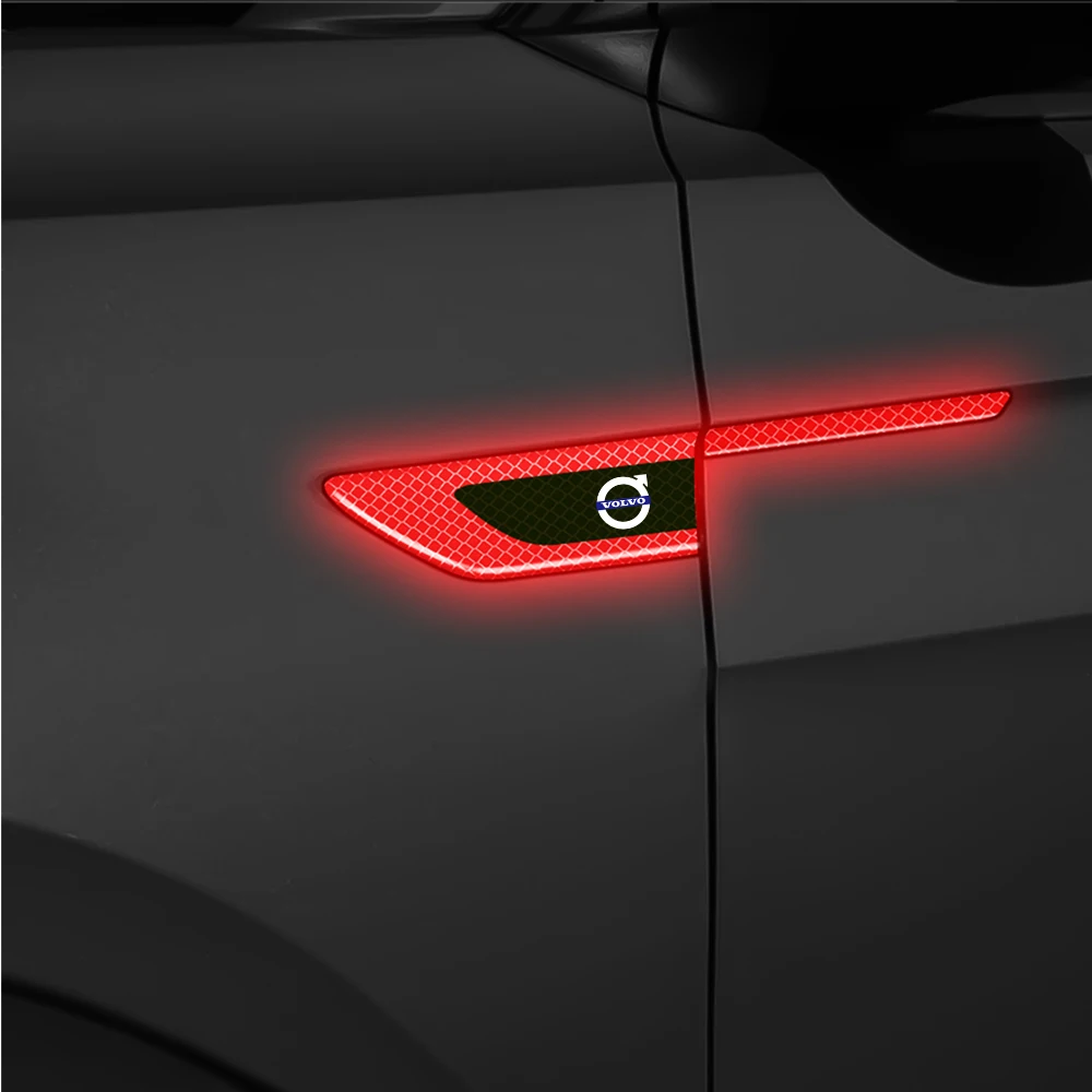 2Pcs Car Body Trunk Safety Warning Mark Car Emblem Reflective Sticker For Volvo Rdesign S80L S60 XC60 XC90 V40 V50 V60 T6 S90