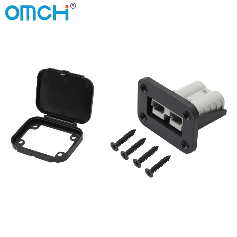 OMCH 1/2/5PCS 50A/120A/175A 보트 트럭 케이블 커넥터 플러그 용 마운트 브래킷 패널 커버가있는 이중 극 플러그 커넥터 용