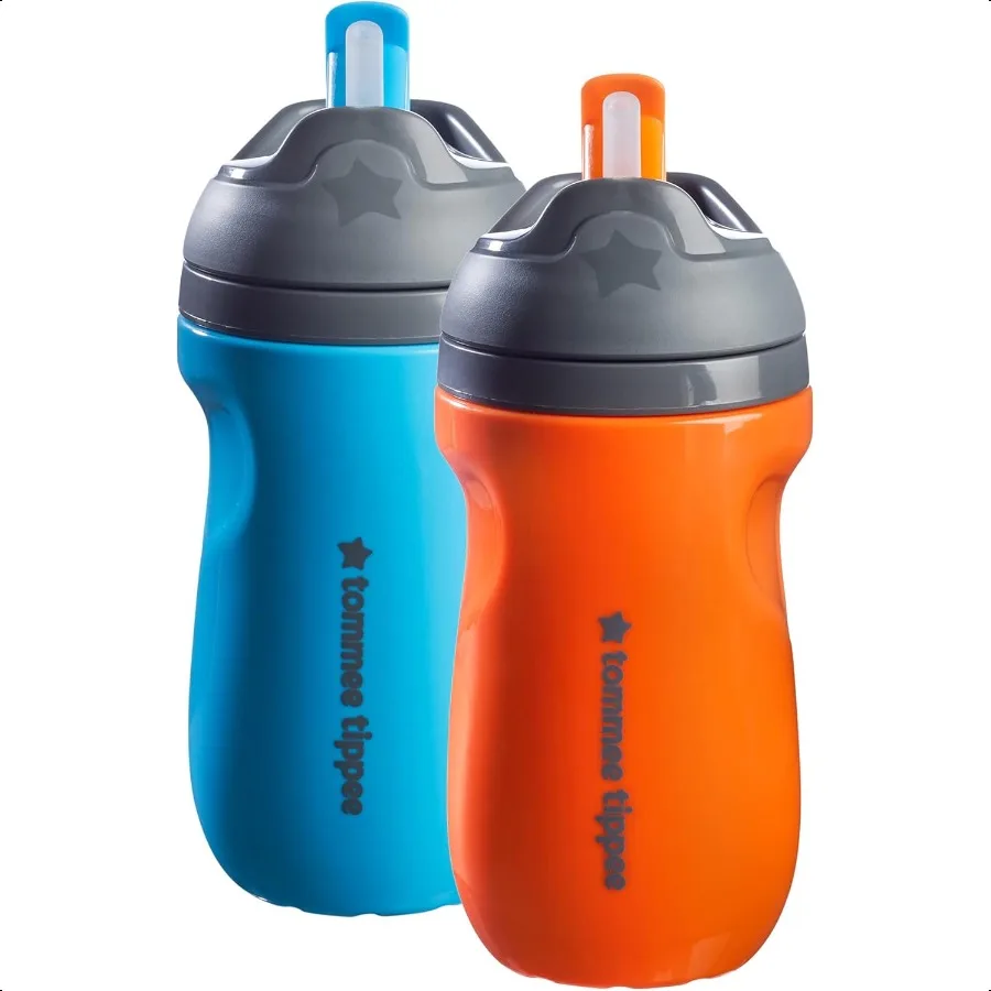 

Изолированная спортивная соломенная чашка с защитой от проливания, 12 месяцев + 9 унций, тренировочная чашка для малышей, спортивная ручка для переноски, устойчивая к укусам носик, флип L