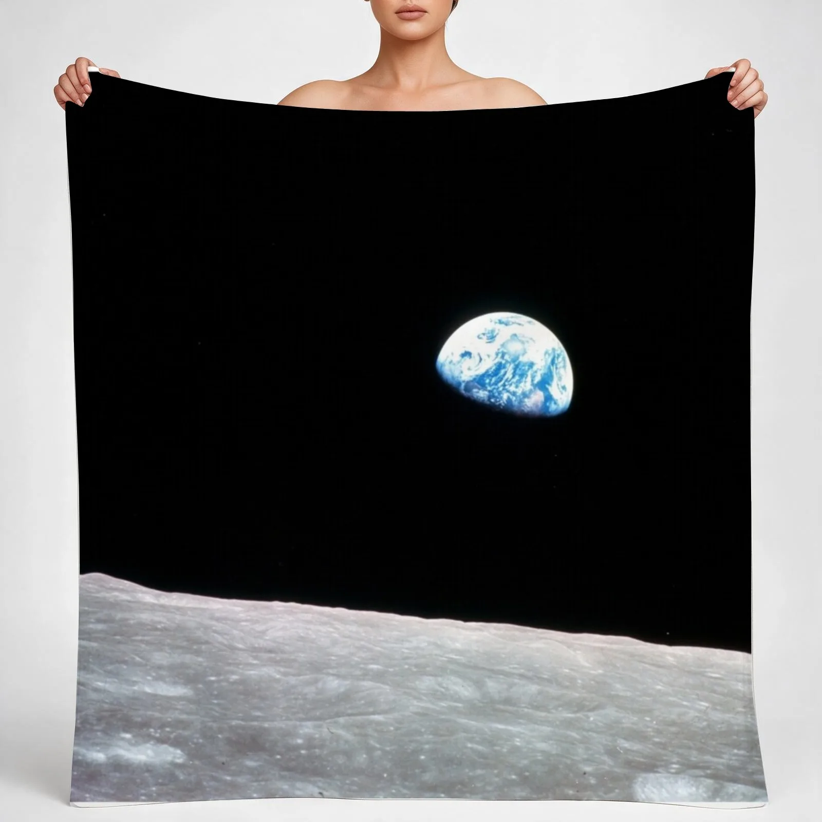 Earthrise Beautiful Astronomy Image Throw Blanket couch cozy soft plush fuzzy picnic outdoor blanket