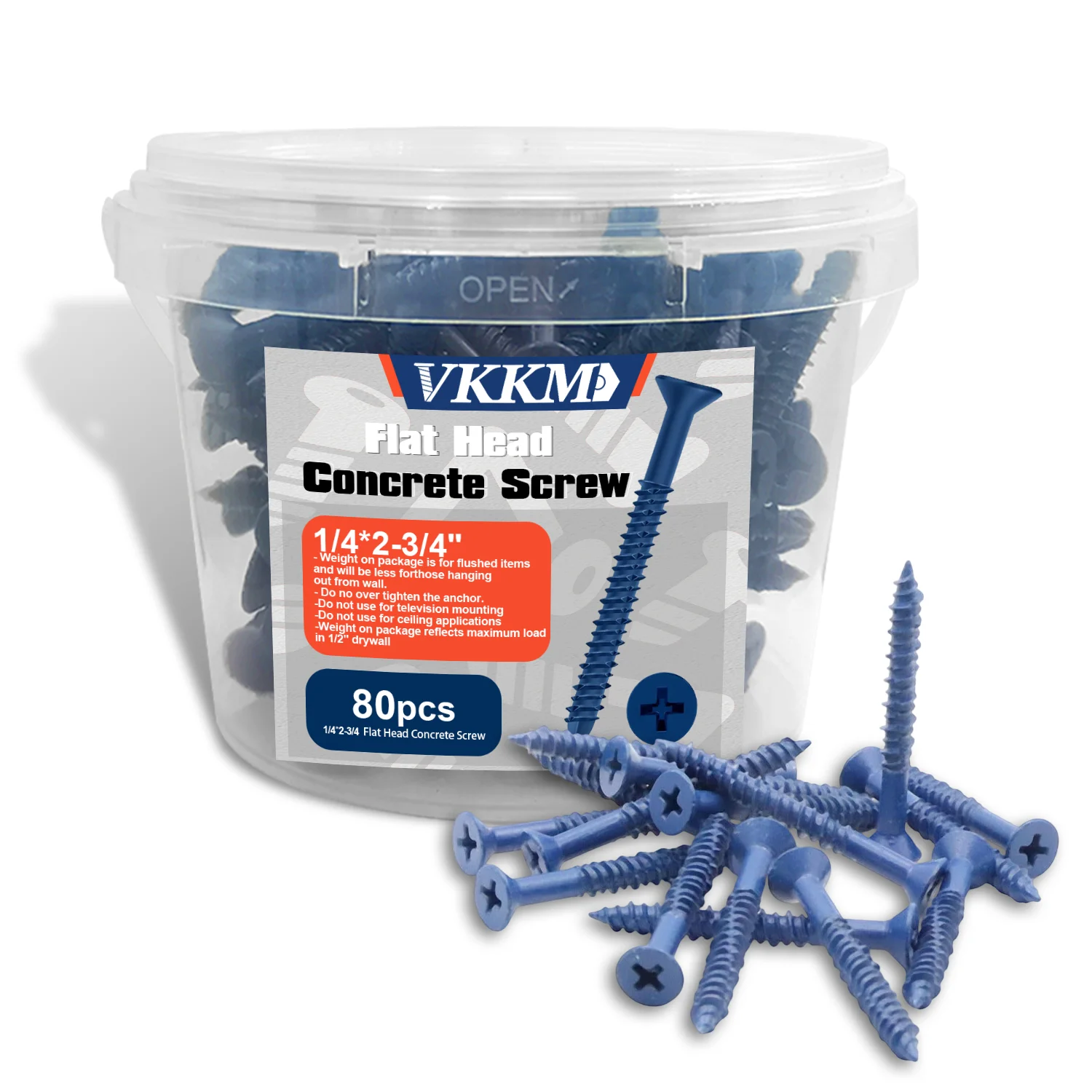 

VKKM Cross Flat Head Cement Screws 80 Pieces /120 Pieces, Blue Anti-rust Coating, Anti-rust Structure Cross Drive Screws.
