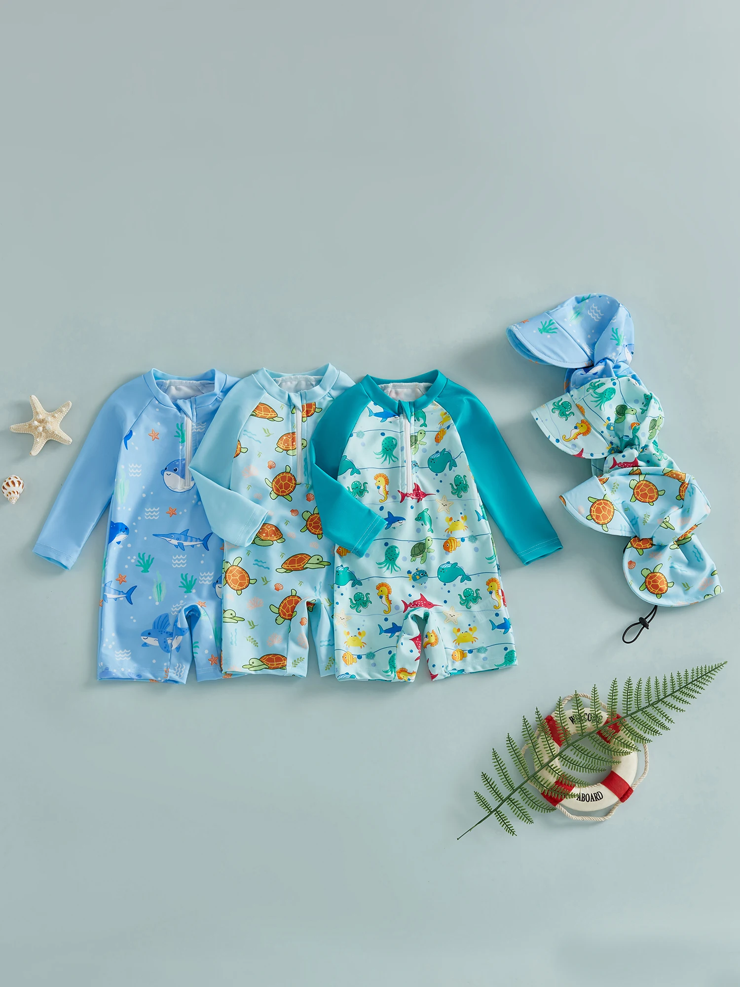 

Очаровательные купальники-рашгарды для маленьких девочек, стильный боди с короткими рукавами и тропическим цветочным принтом, солнцезащитная шляпа, пляжная одежда из 2 предметов