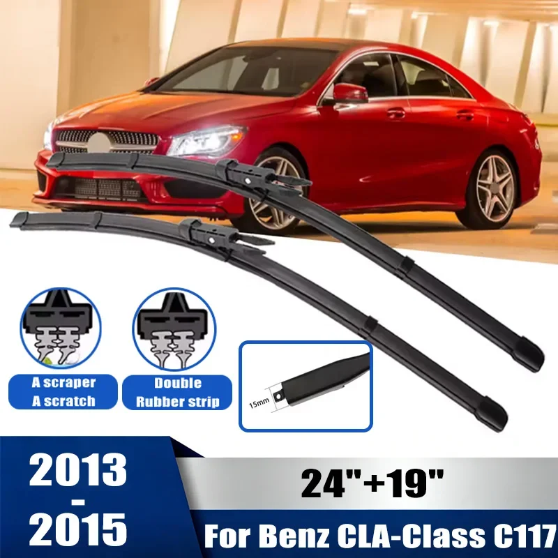 

2pcs Wiper Front Wiper Blades Set For Mercedes-Benz CLA-Class C117 2013-2015 2014 Windshield Windscreen Window 24"+19"