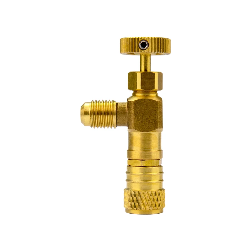 1/4''-1/4'' Flow Control Valve for Refrigerant Charging Hose Compatible with R404A R22 R407C Air Conditioner Accessories Auto Ca