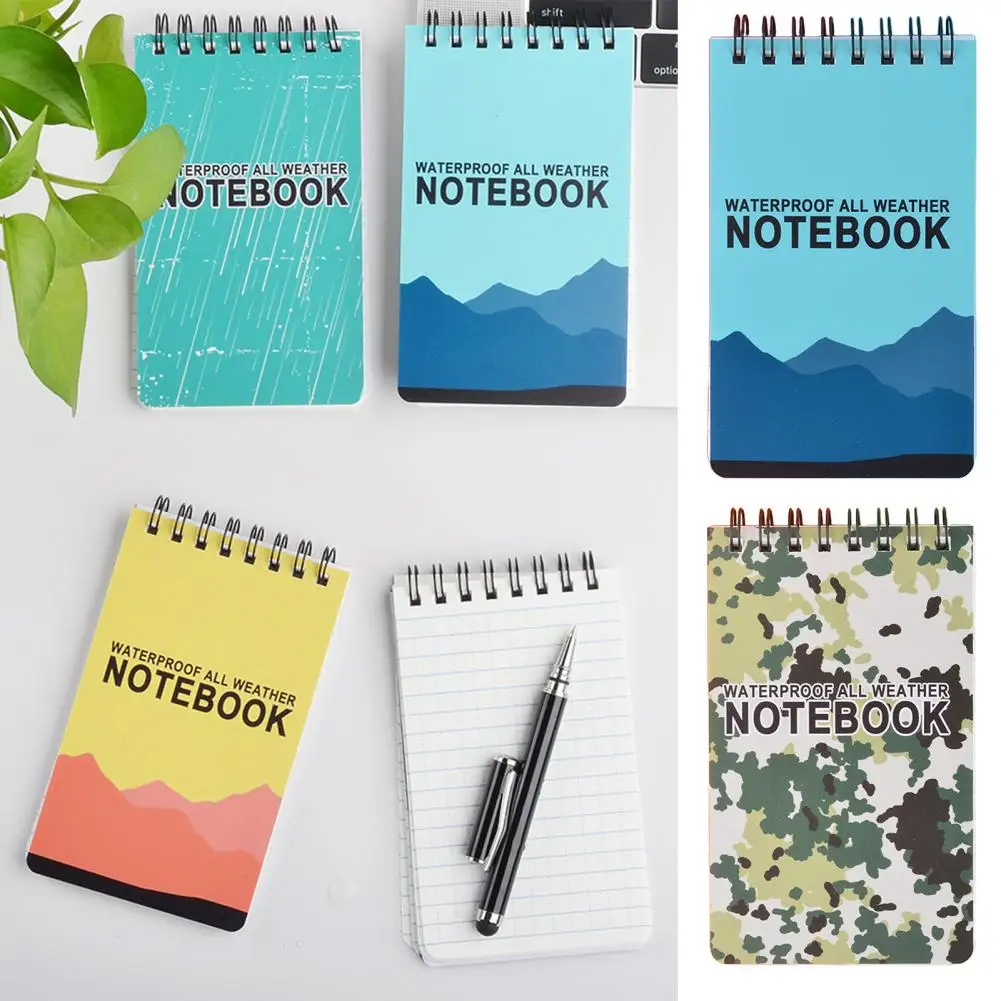 Waterproof Notebook Portable Writing Notepad Durable Compact Coil Design Notebook for School Home Outdoor