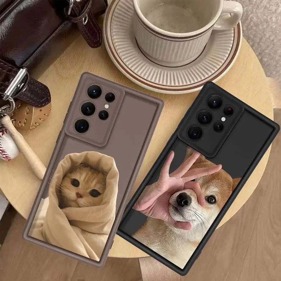 Case for Samsung Galaxy S26 S21 S25 Ultra S23 S24 FE Note 20 Ultra S20 S22 S24 S25 S23 Plus Soft Cover Cute Little Dog Cat