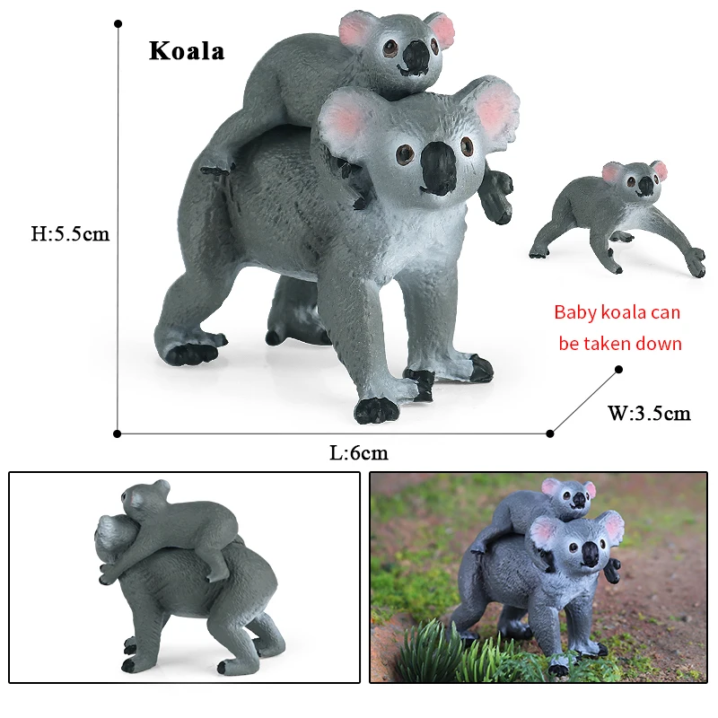 Oenux Classic Australian Wild Animals Kangaroos Koala Platypus Tasmanian devil Echidna  Cassowary Model Figurine Toy Kid Gift