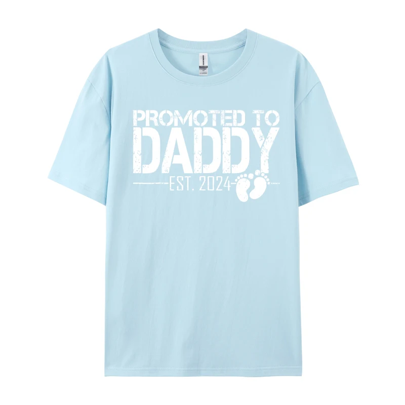 Father'S Gift Promoted To Daddy Est. 2024 Mens New Fitness Tight T Shirt Casual Tee Shirt Letter Printed