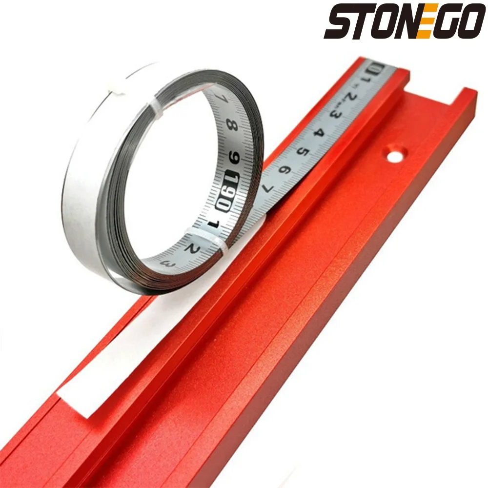 STONEGO Stainless Steel Miter Track Tape Ruler - Self-Adhesive Metric Scale, Rust-Proof, Durable & Wear-Resistant 0.5/1/2/3/4/5m