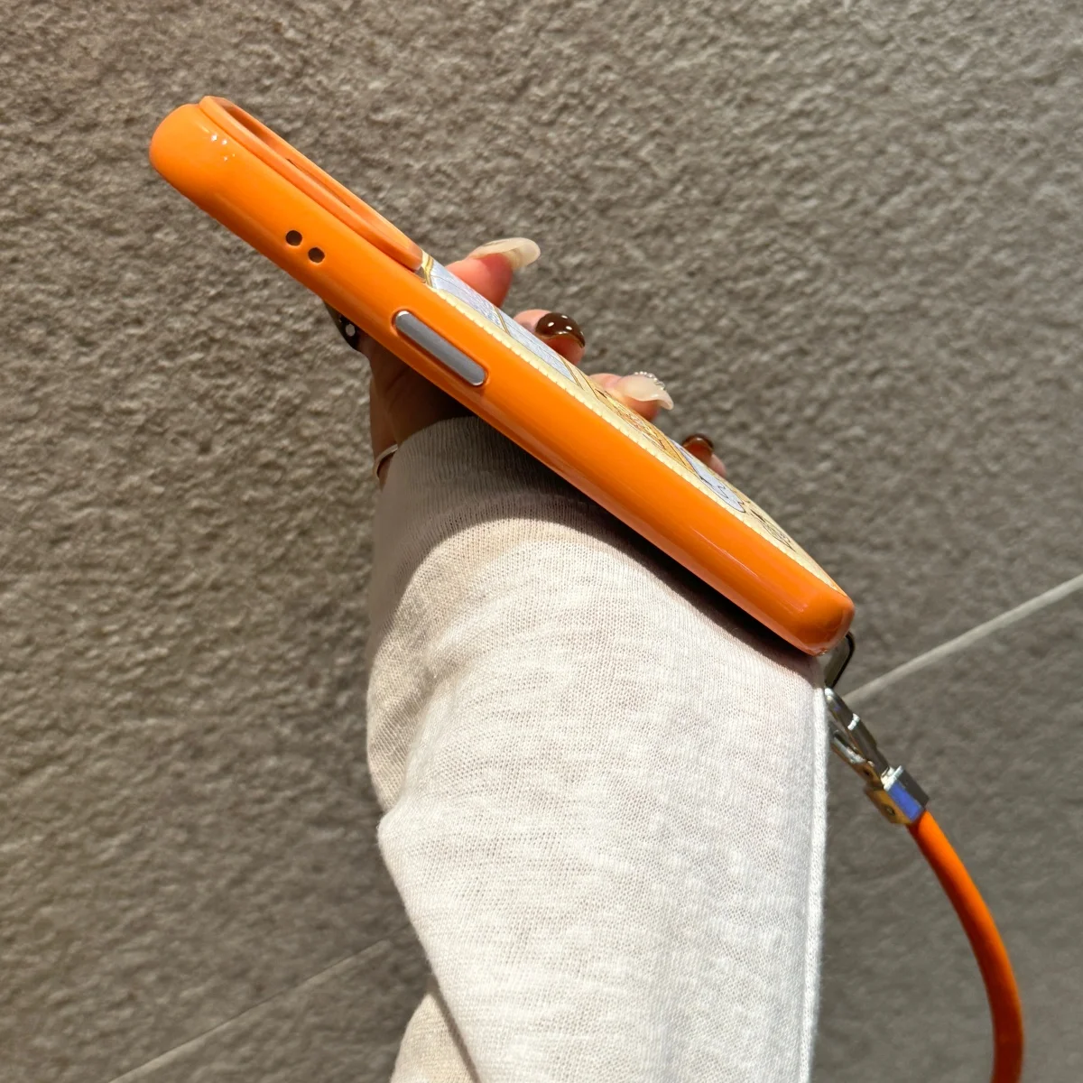 الجلود منقوشة البرتقال بودنغ الكلب مناسبة لحالة هاتف أبل 17 برو ماكس 16 15 14 برو ماكس جراب هاتف مع حبل معلق