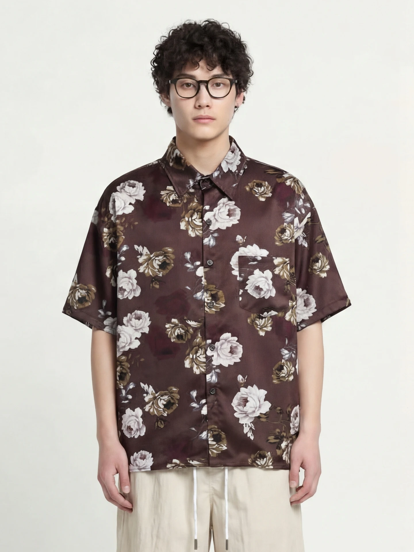 

Свободная повседневная рубашка с цветочным принтом из дышащего полиэстера для молодежи, весна-осень