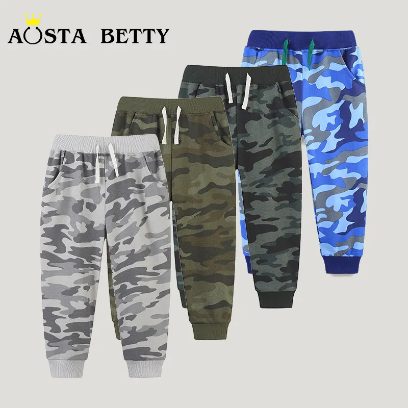 

2025 Spring Autumn Children Long Trousers 2-7Years Boys Camouflage Sweatpants Kids Fashionable Pants With Pockets