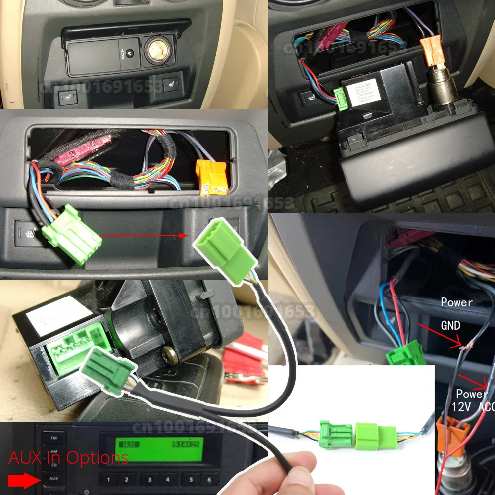 Range Rover カーナビ AUX対応 カーラジオのbluetooth 5.0オーディオ6ピン緑のプラグaux inジャック