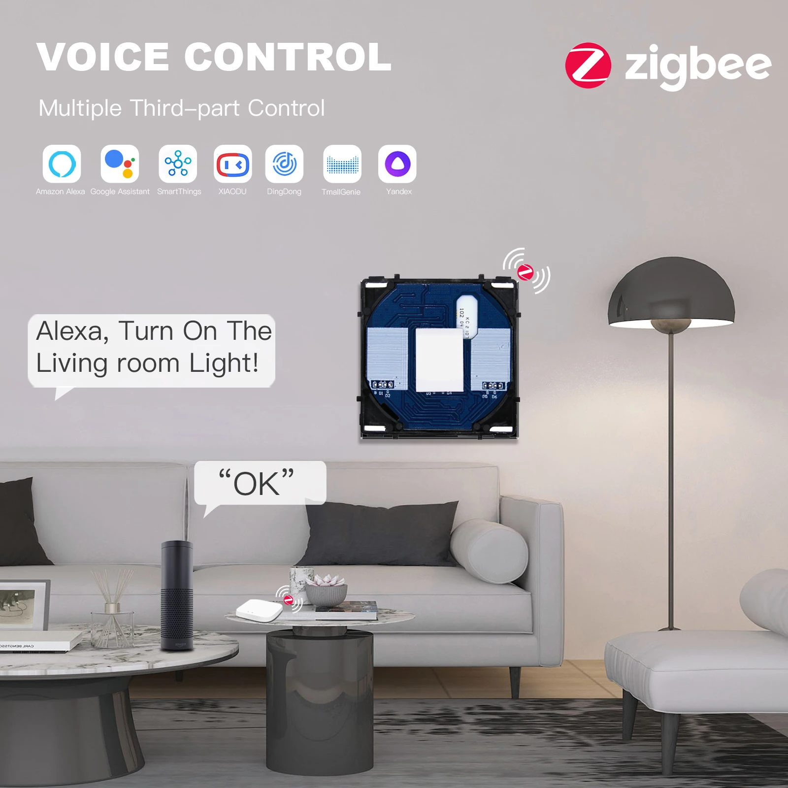 BSEED Zigbee Touch Smart Switches Function Base 1/2/3Way Tuya Smart Life App Glass Panel Frames EU Socket Plug Free Combination