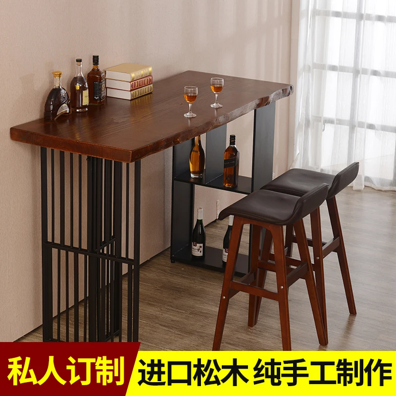 Solid wood bar living room partition bar table home bar restaurant coffee shop kitchen wall table high foot table customized