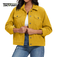 TACVASEN Womens Corduroy Cargo Jackets Antumn Warm Button Down Casual Outwear Pockets Lightweight Outdoor Streerwear Fashion