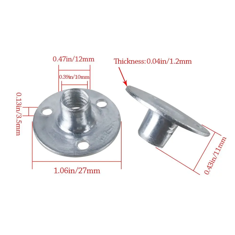 5Pcs/set Durable Metal Three-hole Locking Flange Nut Nut Fastener Round Flat Lock Nuts M6 M8 M10 Tee Furniture Nuts Screw