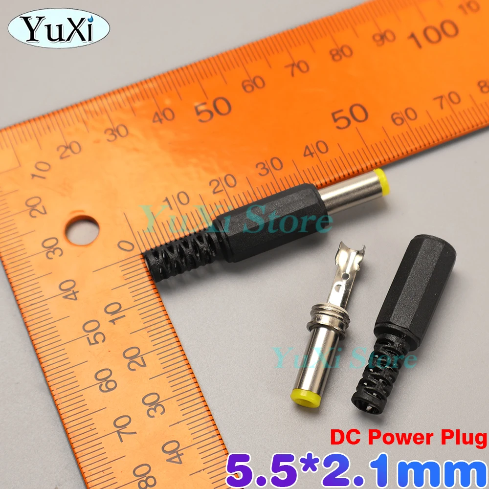 

DC Power Adapter Plug 5.5*2.1mm DIY DC Power Connector Pin Welding Line Male Plug Jack Socket 5.5x2.1MM