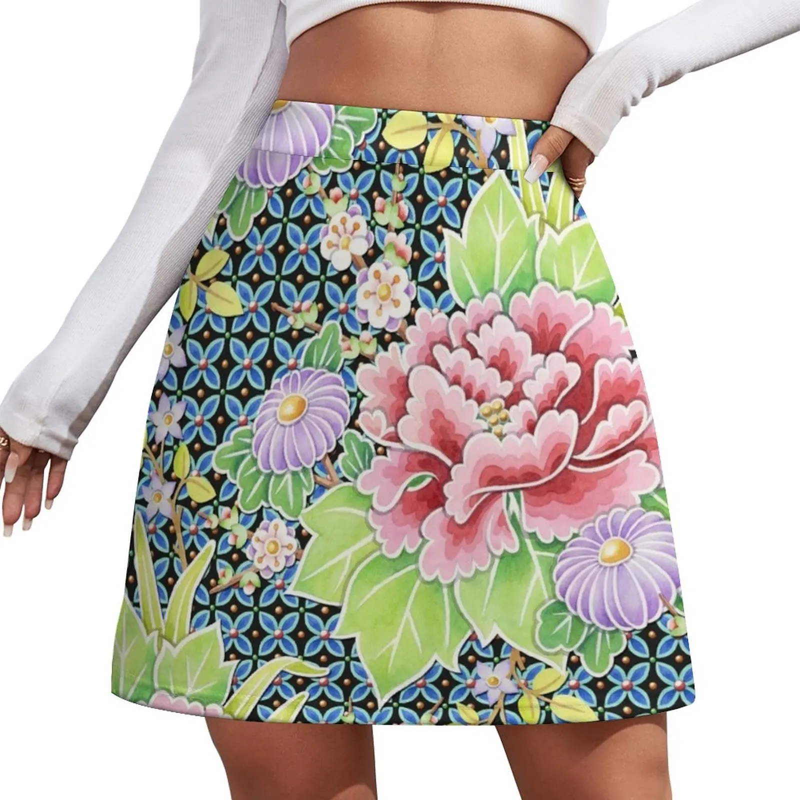 Kimono Bouquet Brocade Mini Skirt Woman skirts women's skirts trend 2025