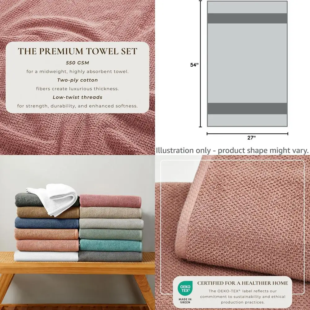 

Cotton 4-Piece Bath Towel Set - 54x27, Ultra Absorbent, Fast Dry, Plush & Long-lasting