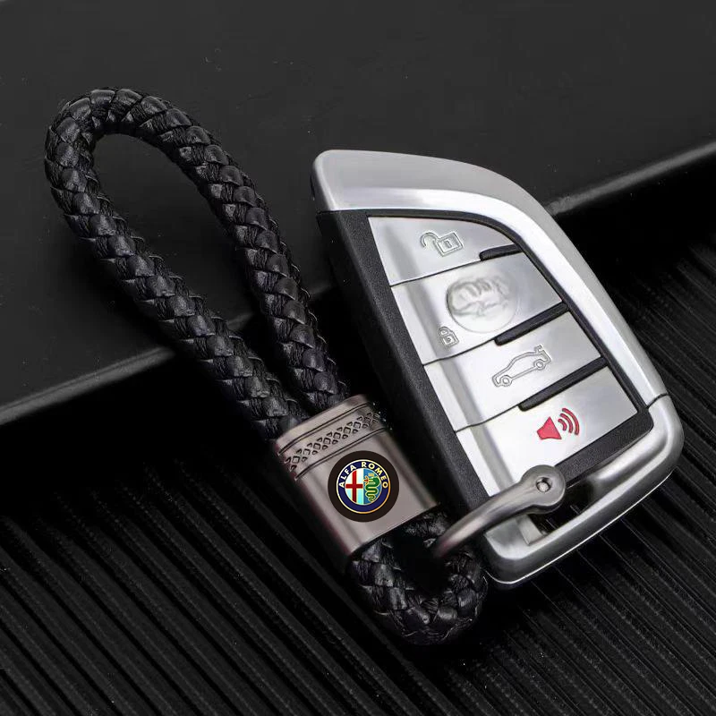 Leather Car Emblem Key Fobs Keyring Key Chain Decoration For Alfa Romeo Giulia Stelvio Giulietta Spider GT 4C 8C Mito Brera