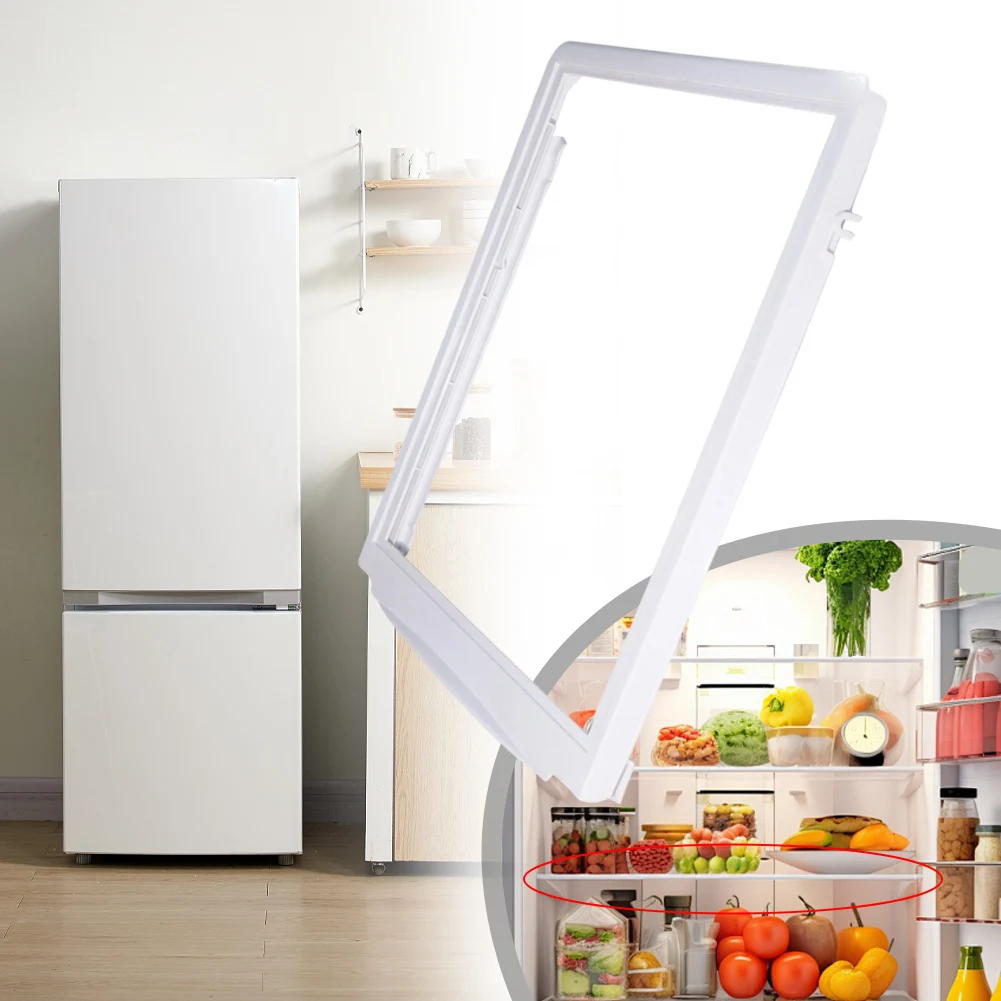 Upgraded Replacement 240599301 Upper Crisper Pan Cover Compatible With Fridge Refrigerators Glass Partition Frame White ABS 49.7