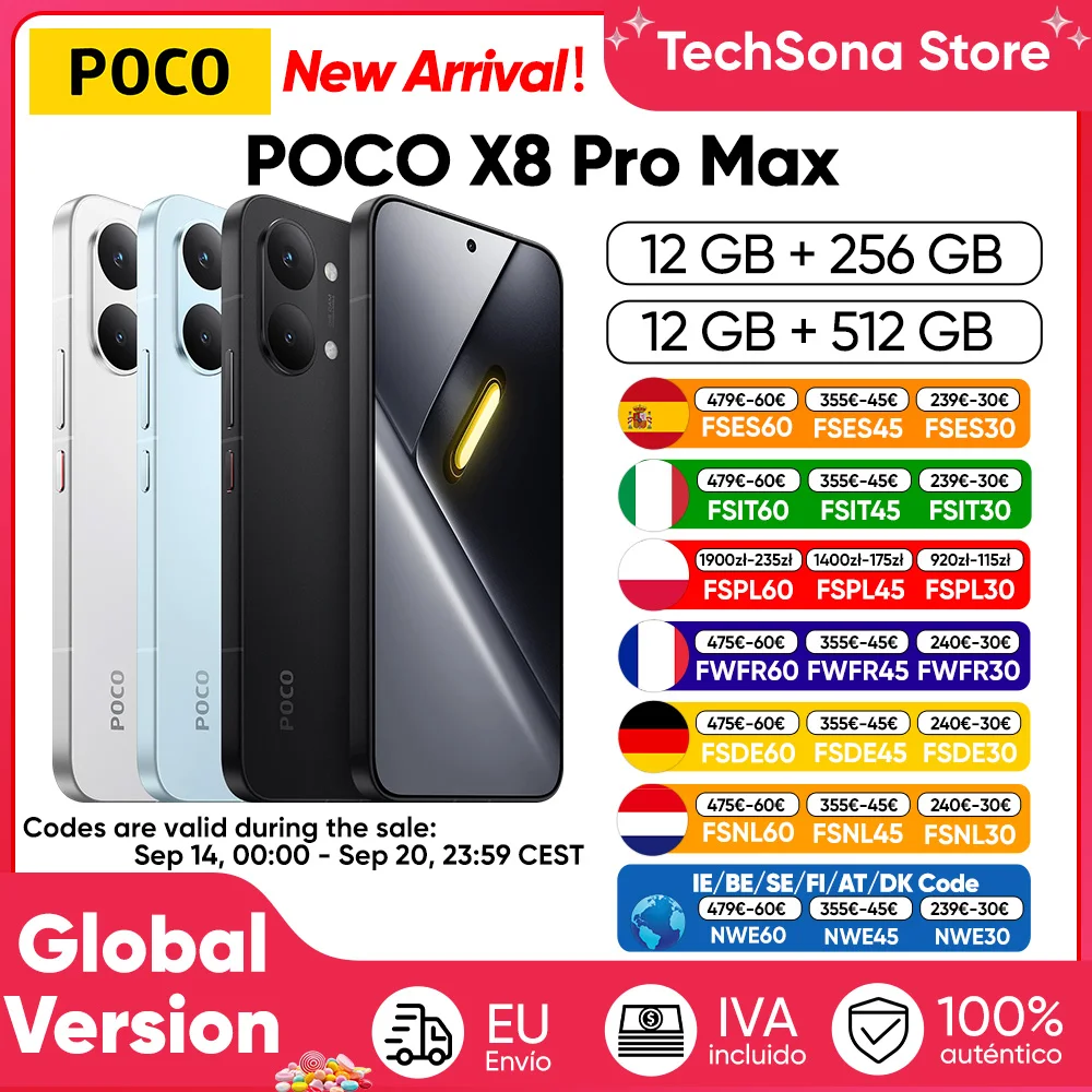 POCO X8 Pro Max 5G okostelefon Globális verzió MediaTek Dimensity 9500s 6.83" 1.5K 120Hz Ultra-fényes AMOLED kijelző 8500mAh NFC