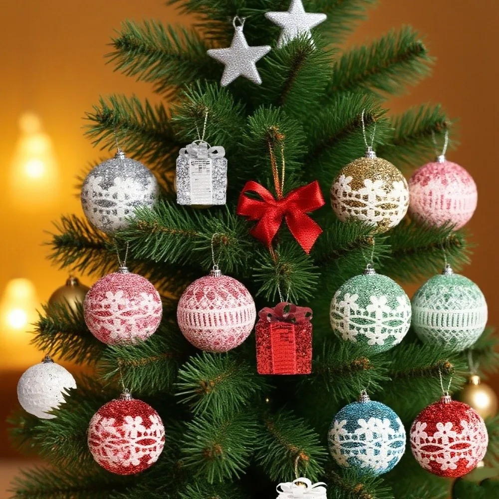 

Plastic Christmas Ball Ornaments Glitter Shatterproof Christmas Tree Topper Reusable Hanging Christmas Baubles