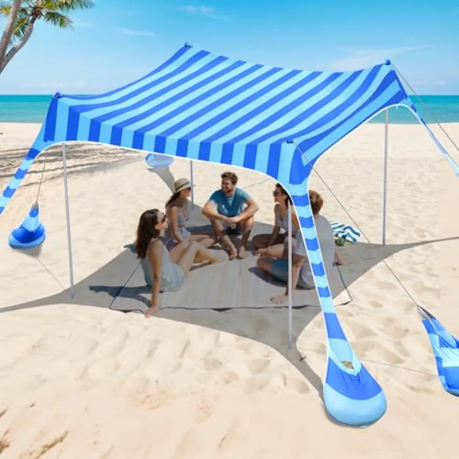 

Beach Tent Sun Shelter - UPF 50+ UV Protection 8 Sandbags Easy Setup Portable Beach Shade Canopy for Family Picnic Camping Trav
